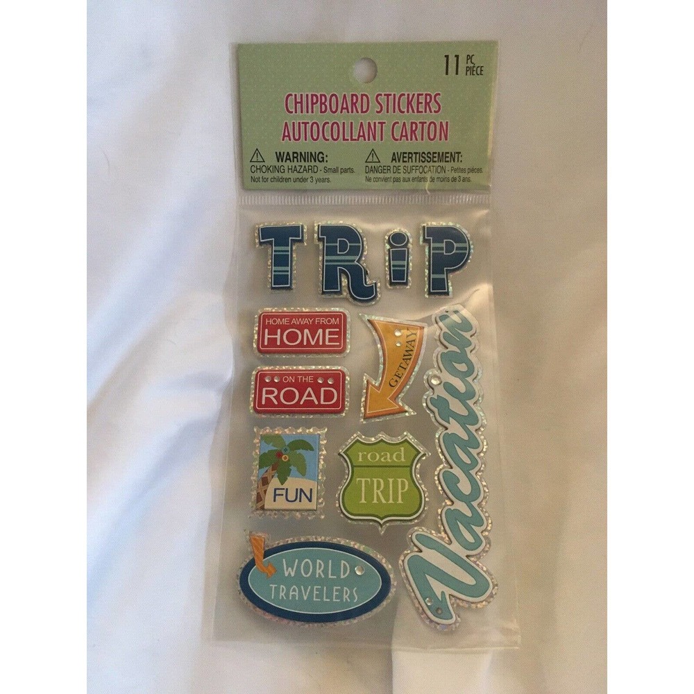Michaels Traveler Trip Vacation Sparkle Dimensional Chipboard Stickers